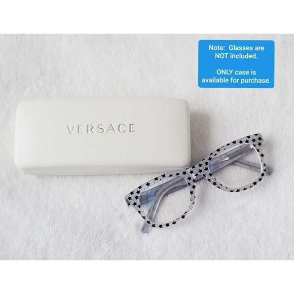 VERSACE LOGO TEXTURED LEATHER DESIGNER FASHION EYEGLASS CLAMSHELL HARD CASE - Picture 3 of 6